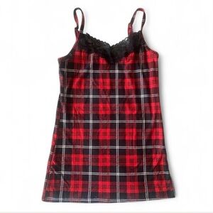 Plaid lace camisole
